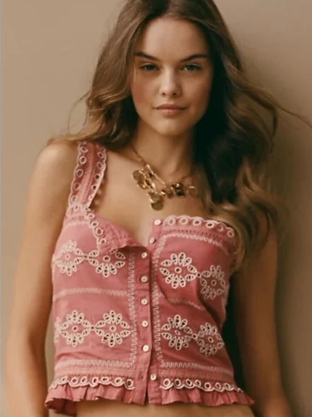 American Eagle button up crop tank
